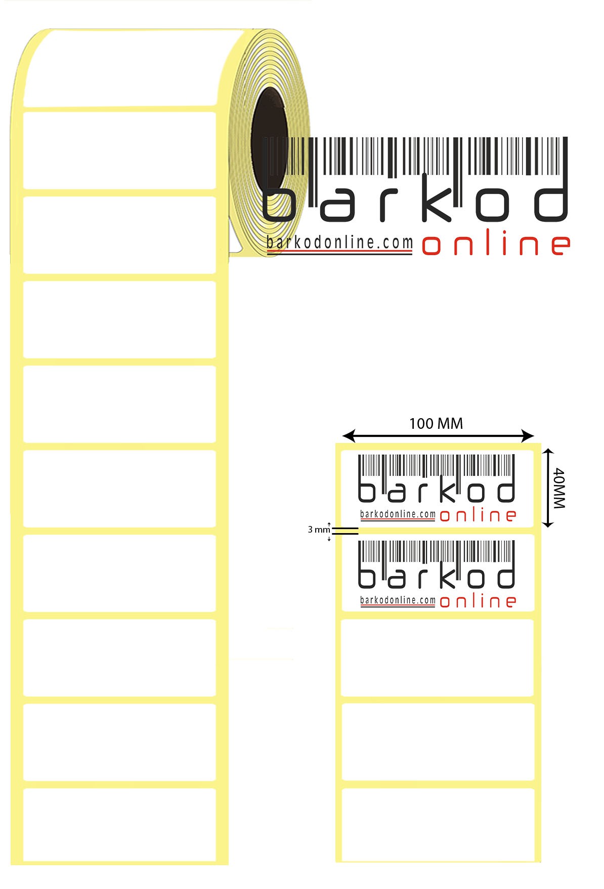 40mm x 100mm 500 Sarım Kuşe Etiket