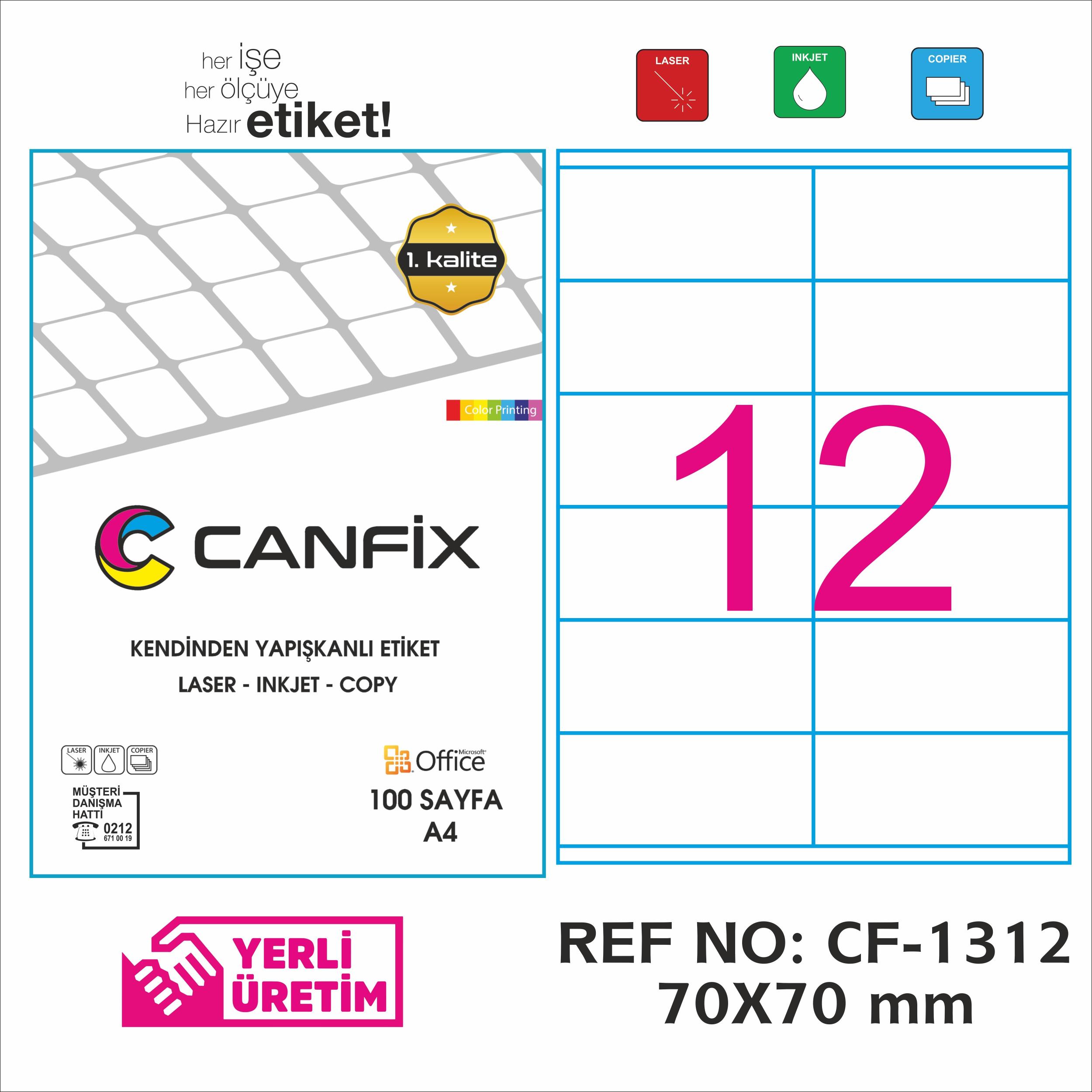 70*70 mm LASER ETİKET / 10 PAKET