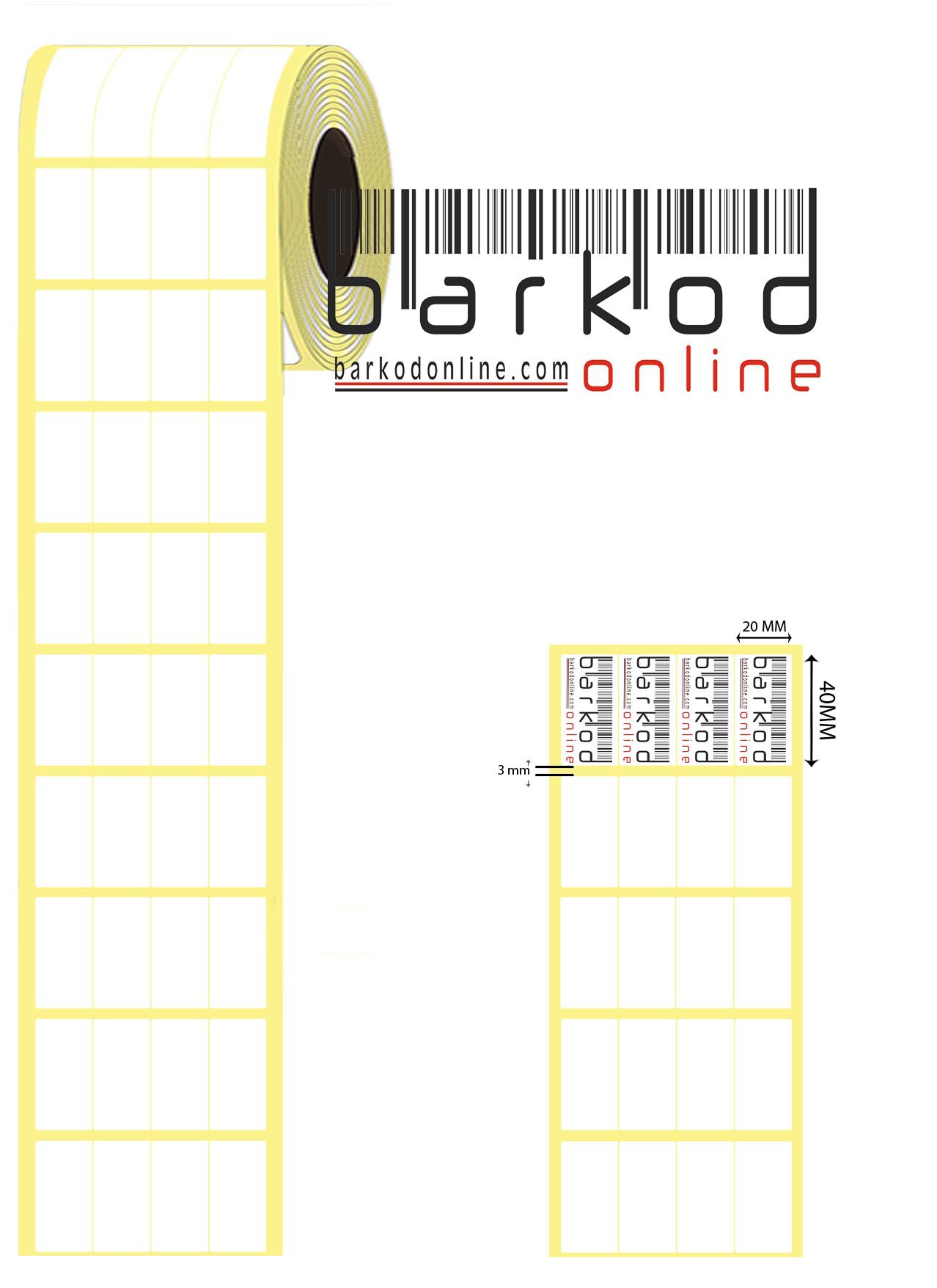 40mm x 20mm 4’lü Bitişik Lamine Termal Etiket 4000 Adet