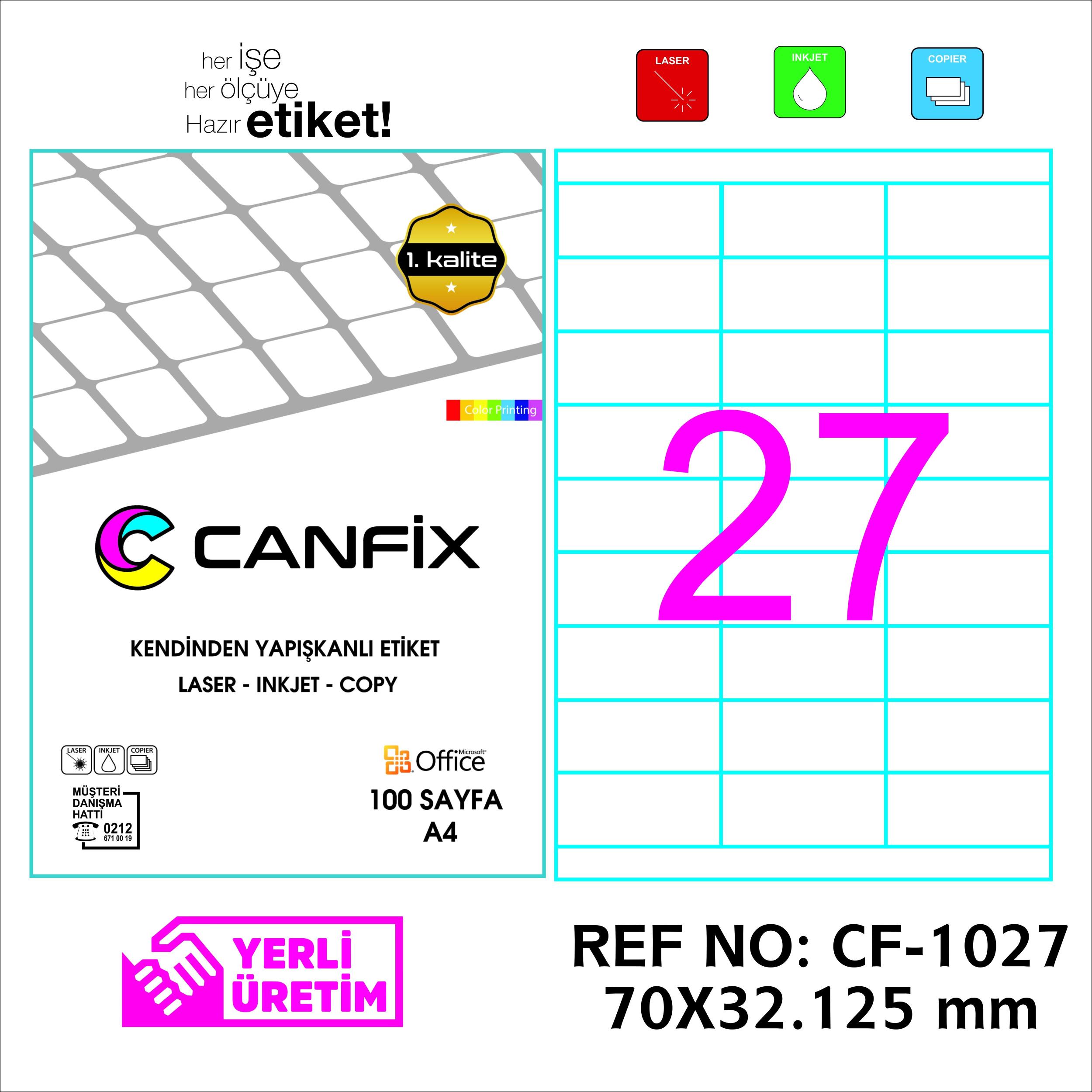 70*32,125 mm LASER ETİKET / 10 PAKET