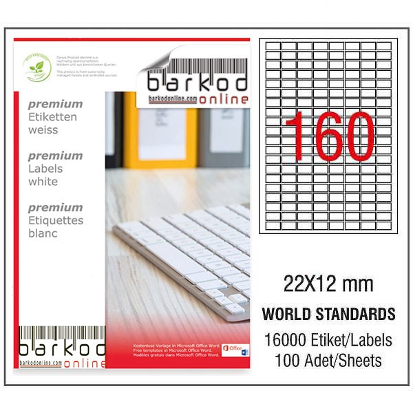 22*12 mm LASER ETİKET / 10 PAKET