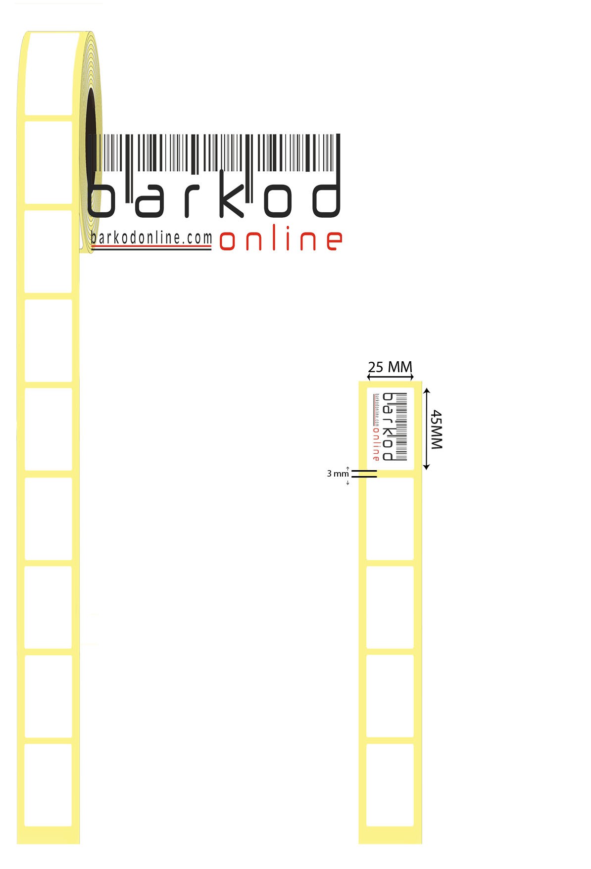 45mm x 25mm Kuşe Etiket
