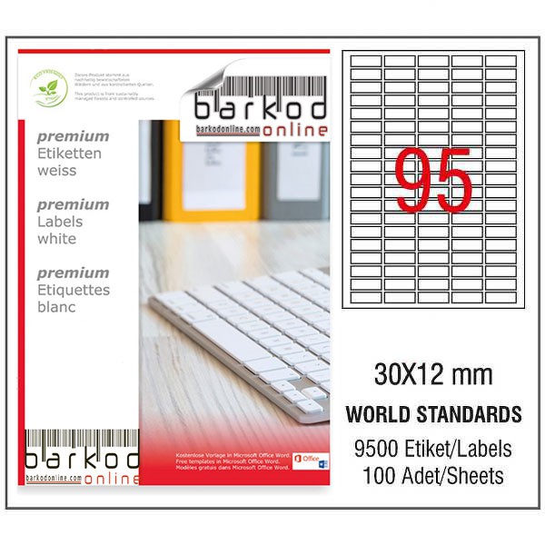 30*12 mm LASER ETİKET / 10 PAKET