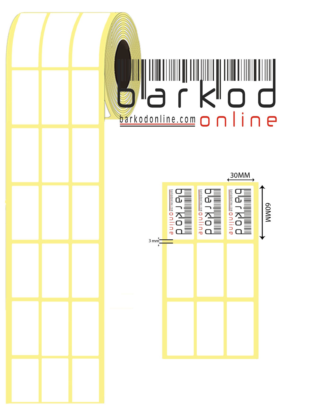 60mm x 30mm 3’lü Ara Boşluklu Kuşe Etiket