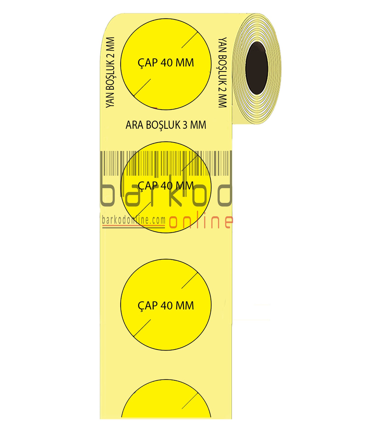 40 ÇAP SARI TERMAL ETİKET