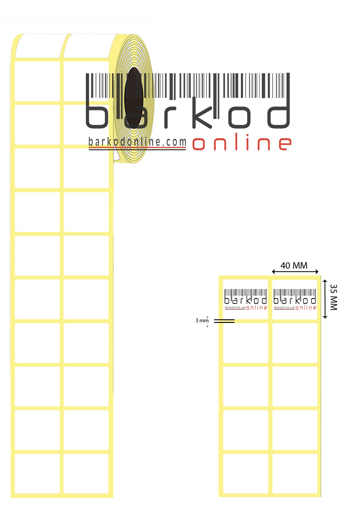 35mm x 40mm 2’li Ara Boşluklu Termal Etiket