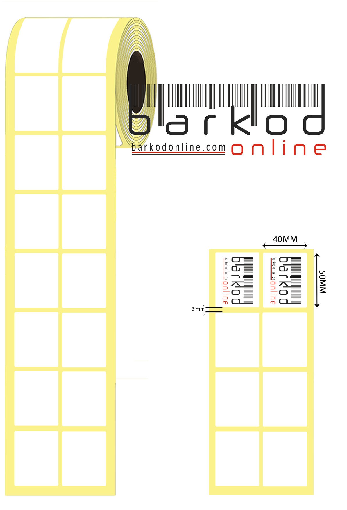 50mm x 40mm 2’lii Ara Boşluklu Kuşe Etiket