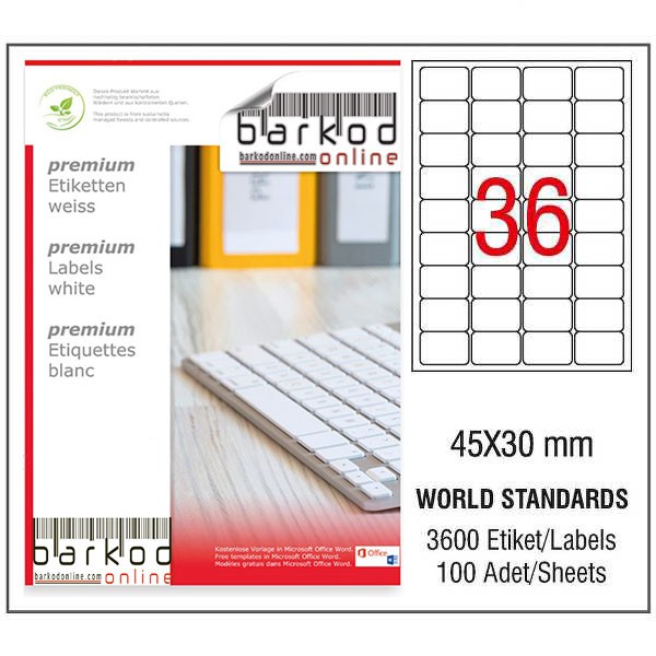 45*30 mm LASER ETİKET / 10 PAKET