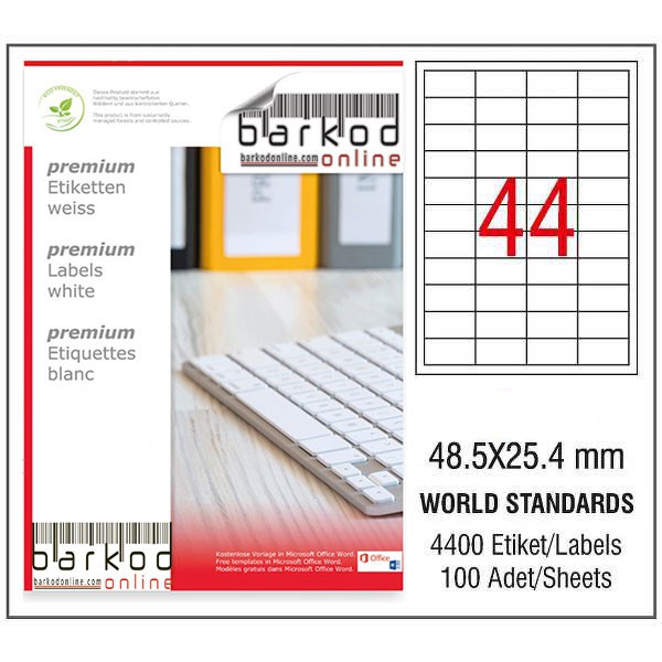 48.5*25.4 mm LASER ETİKET / 10 PAKET