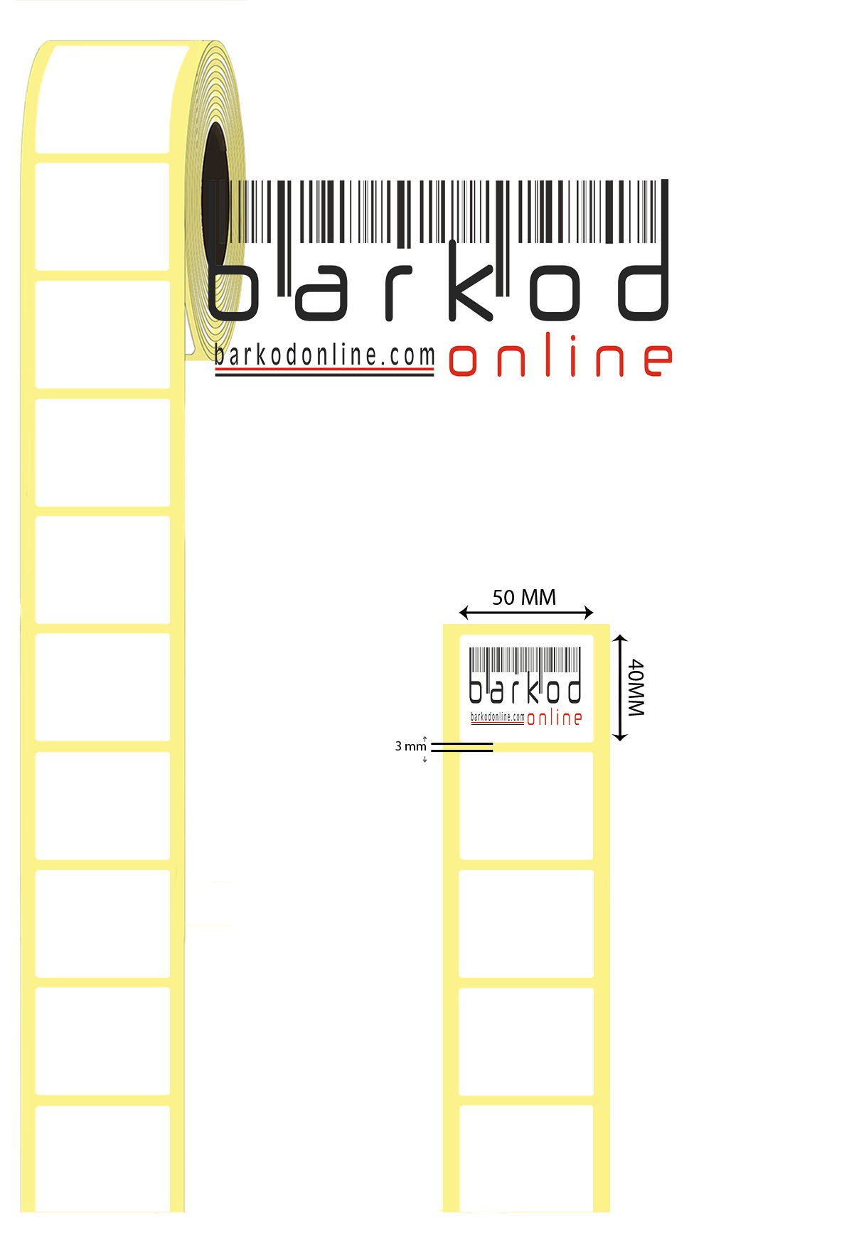 40mm x 50mm Kuşe Etiket