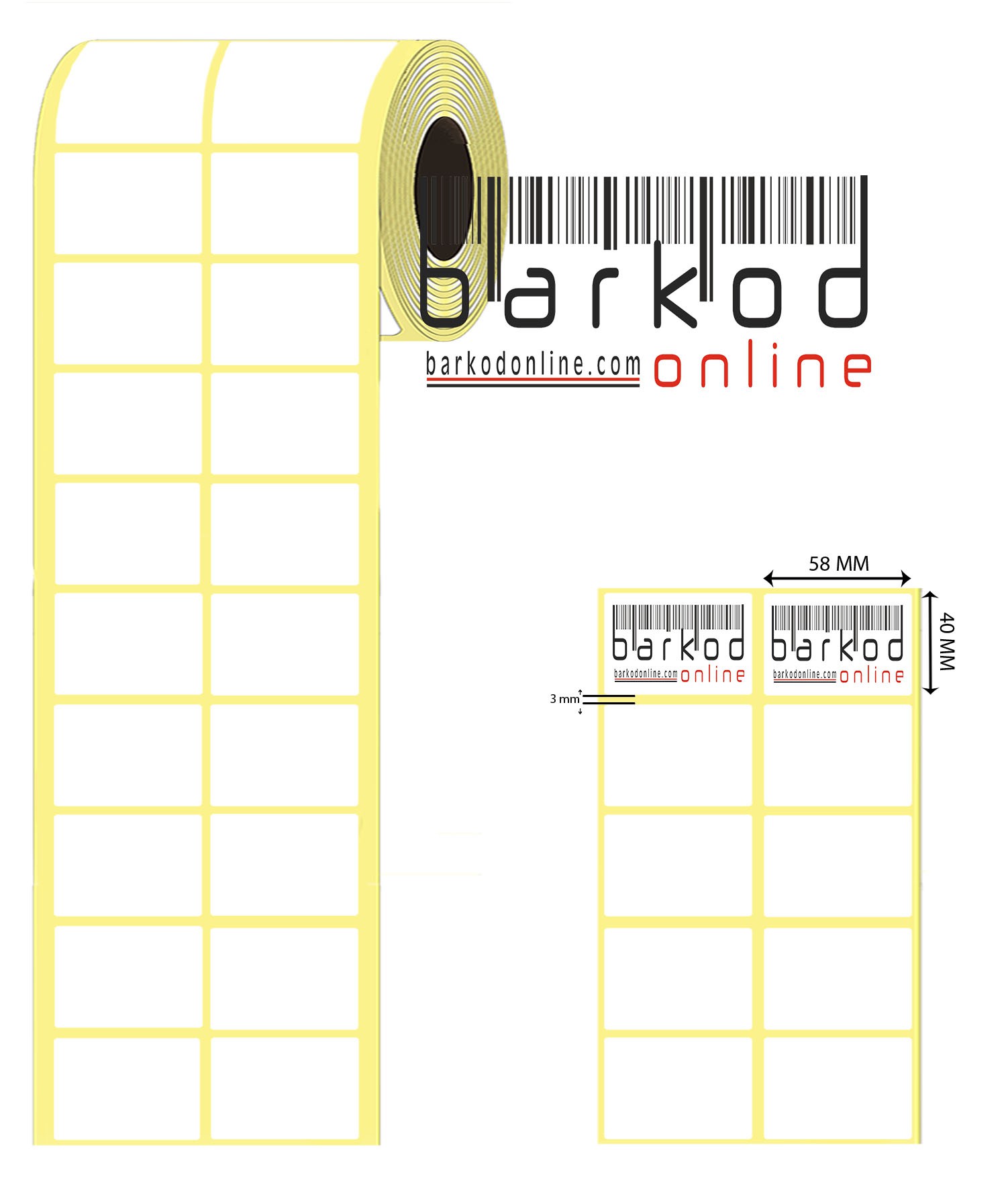 40mm x 58mm 2’li Ara Boşluklu Termal Etiket