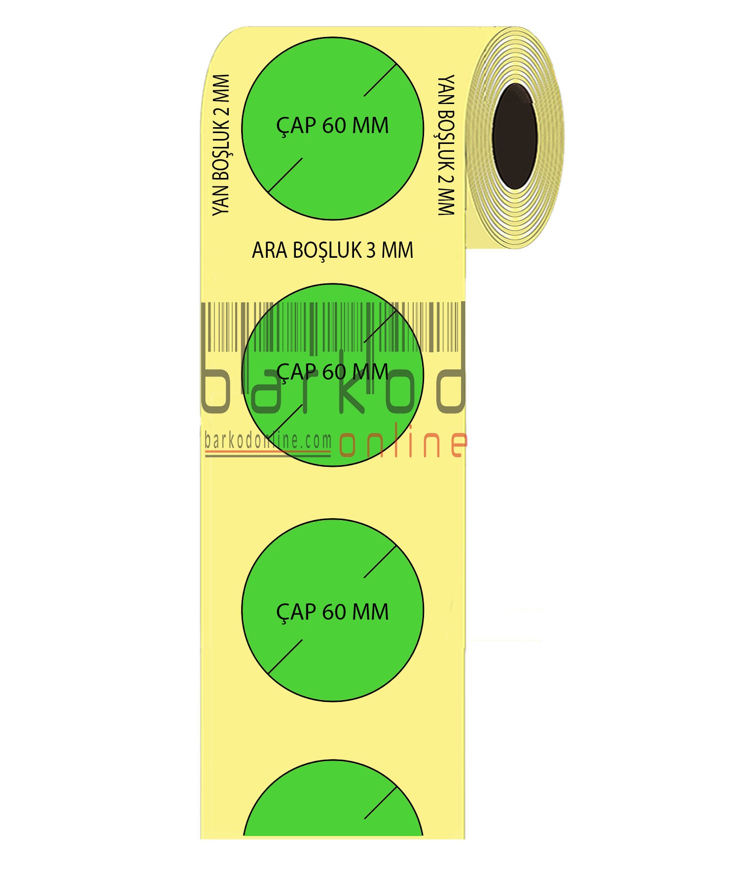60 ÇAP YEŞİL KUŞE ETİKET