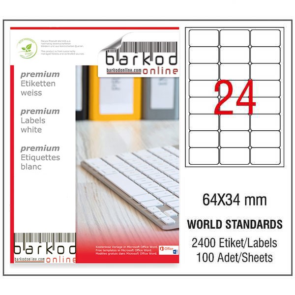 64*34 mm LASER ETİKET / 10 PAKET