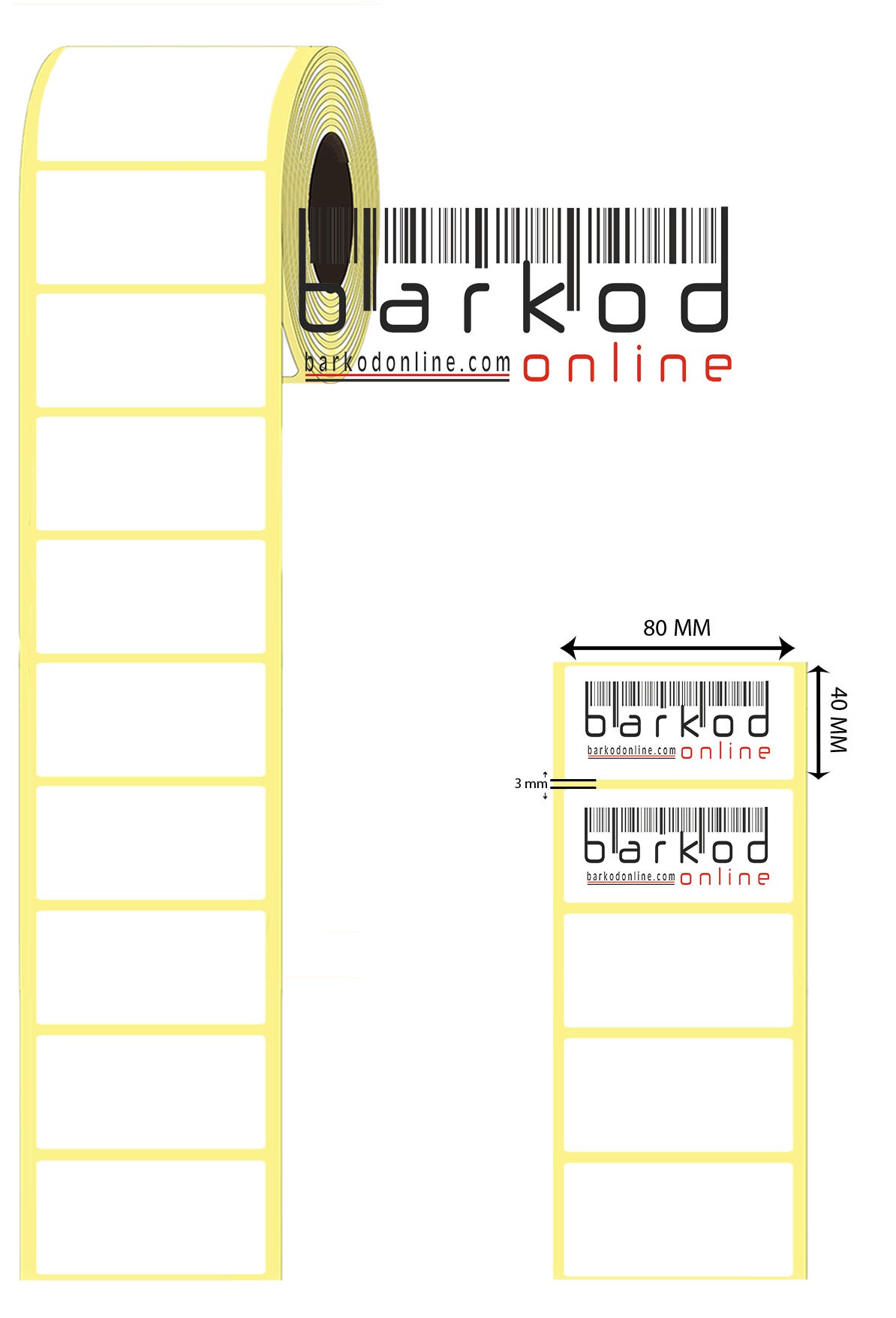 40mm x 80mm 1000 Sarım Kuşe Etiket