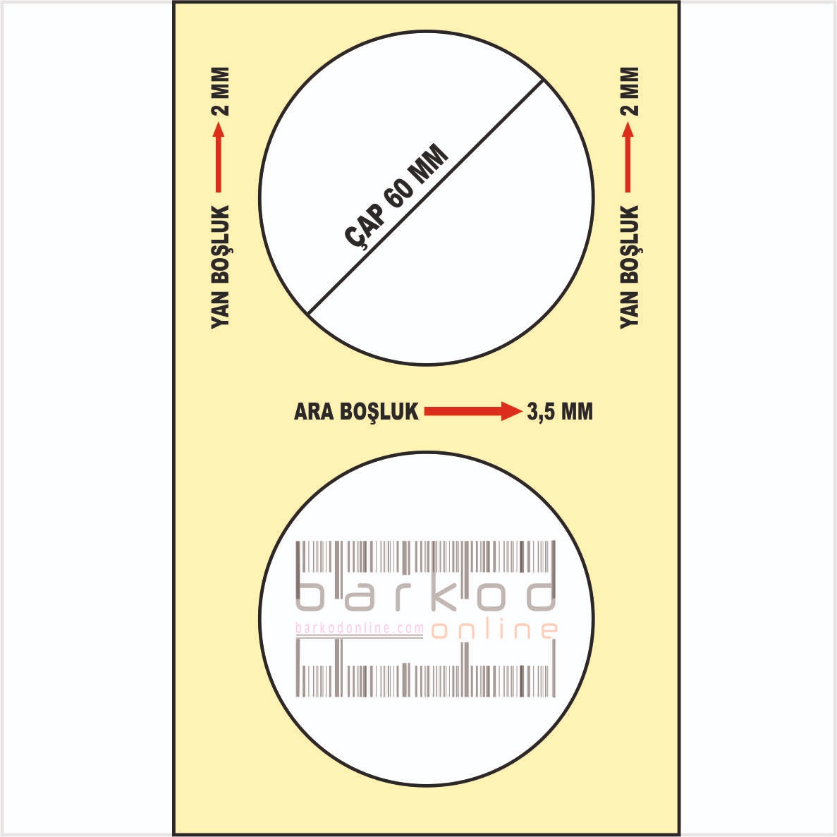 60mm ÇAP KUŞE ETİKET