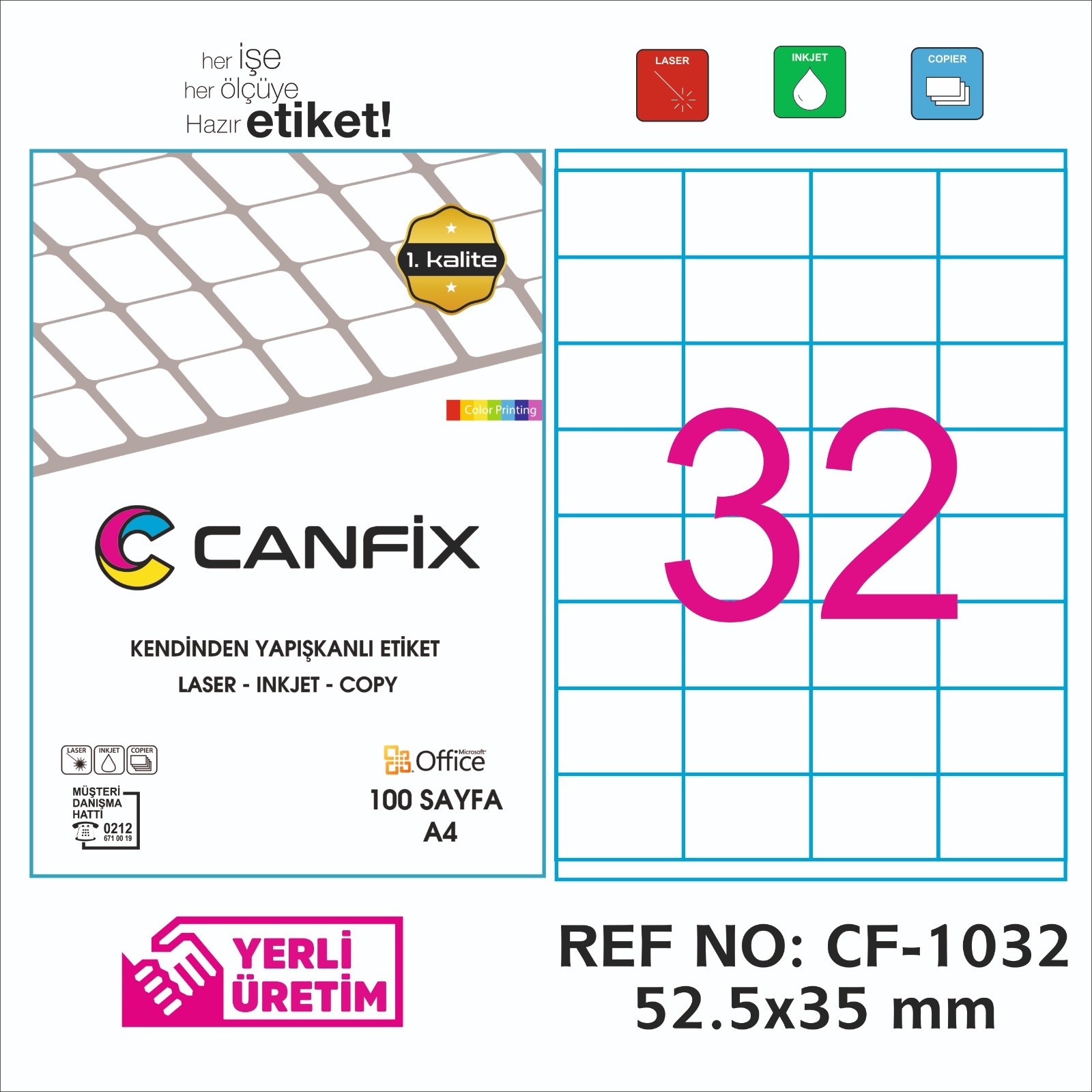 52.5*35 mm LASER ETİKET / 10 PAKET