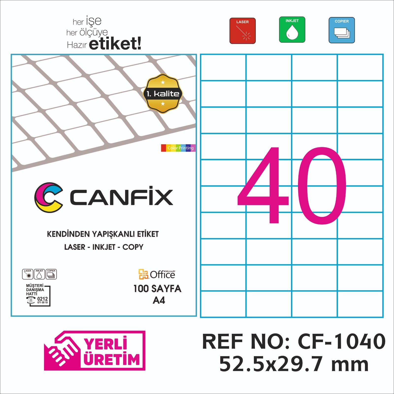 52.5*29.7 mm LASER ETİKET / 10 PAKET