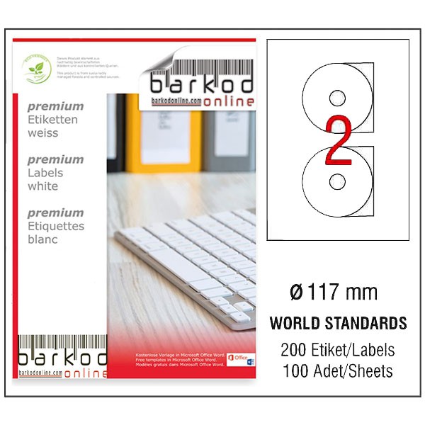 117 mm ÇAP LASER ETİKET / 10 PAKET