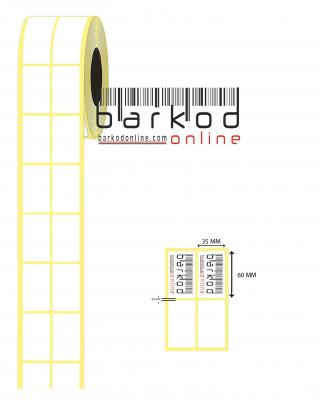60mm x 35mm 2’li Ara Boşluklu Termal Etiket