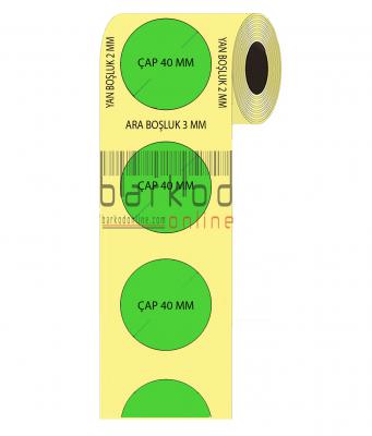 40 ÇAP YEŞİL KUŞE ETİKET