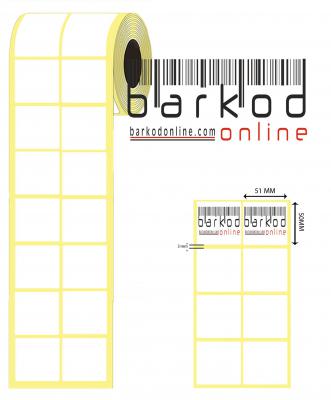 50mm x 51mm 2’li Ara Boşluklu Termal Etiket