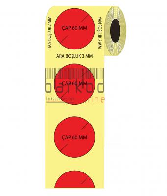 60 ÇAP KIRMIZI KUŞE ETİKET