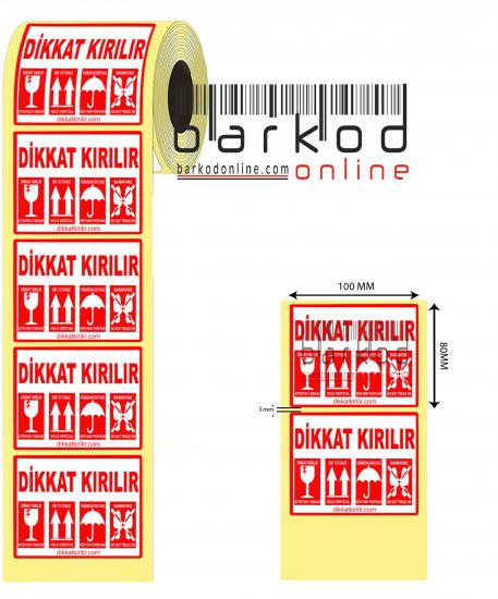 80x100mm Dikkat Kırılır Etiketi